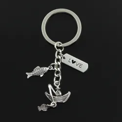 Fisherman boat - LOVE - fish pendants - keyringKeyrings