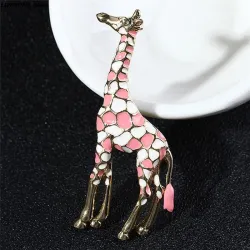 Enamel giraffe - brooch - colourful - goldBrooches
