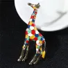 Emalje giraff - brosje - fargerik - gull