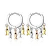 Small silver round earrings - dangle fishesEarrings