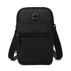 Small canvas shoulder bag - zippers - headphone holeBags