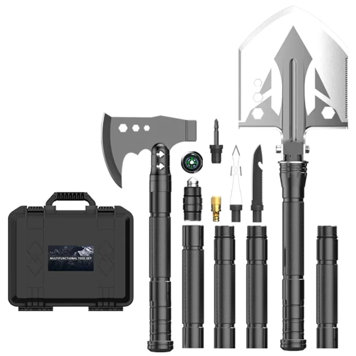 Multifunksjon sammenleggbar spade - overlevelsesøksesett - militær - camping - taktisk - selvforsvar - hageredskap - 99cm