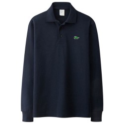 Stilig polo-t-skjorte - lange ermer - broderilogo - bomull