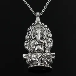 Ganesha Buddha Elephant anheng - sølv halskjede