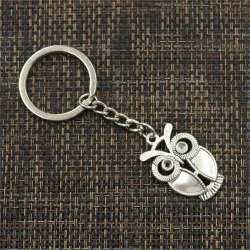 Vintage sølv nøkkelring - ugle med store øyne