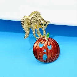 Cat / pumpkin broochBrooches