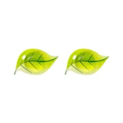 Small green leaves stud earrings - silver platedEarrings
