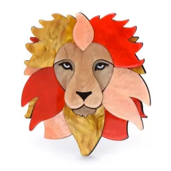 Colorful lion's head - acrylic broochBrooches