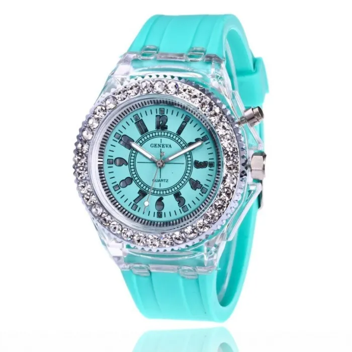 GENEVA - Quartz watch - crystals - silicone strap - with LED lightWatches