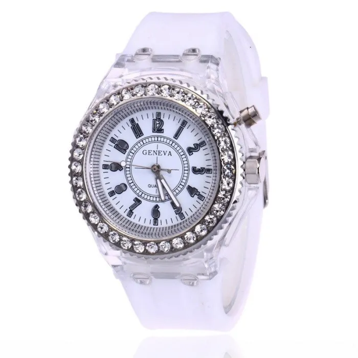 GENEVA - Quartz watch - crystals - silicone strap - with LED lightWatches