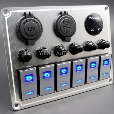 Vanntett metallvippe - vippebryterpanel - strømbryter - USB - 4/6 gangs