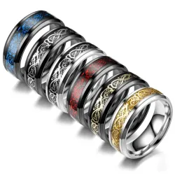 Elegant ring i rustfritt stål - dragemønster - unisex
