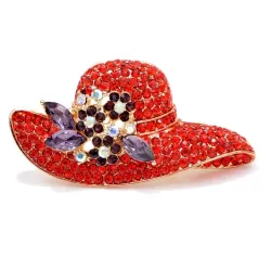 Red crystal hat broochBrooches