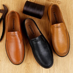 Classic men's loafers - slip on - genuine leatherShoes