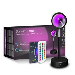 Rainbow solnedgangslampe - fargerik lysprojektor - LED - Bluetooth - WiFi