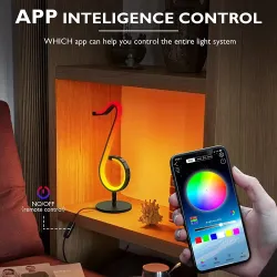 LED nattlys - Bluetooth - appkontroll - 180° roterende - RGB - noteform