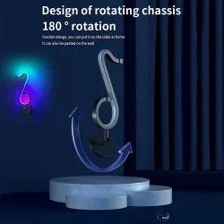 LED nattlys - Bluetooth - appkontroll - 180° roterende - RGB - noteform