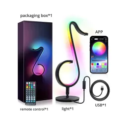 LED nattlys - Bluetooth - appkontroll - 180° roterende - RGB - noteform