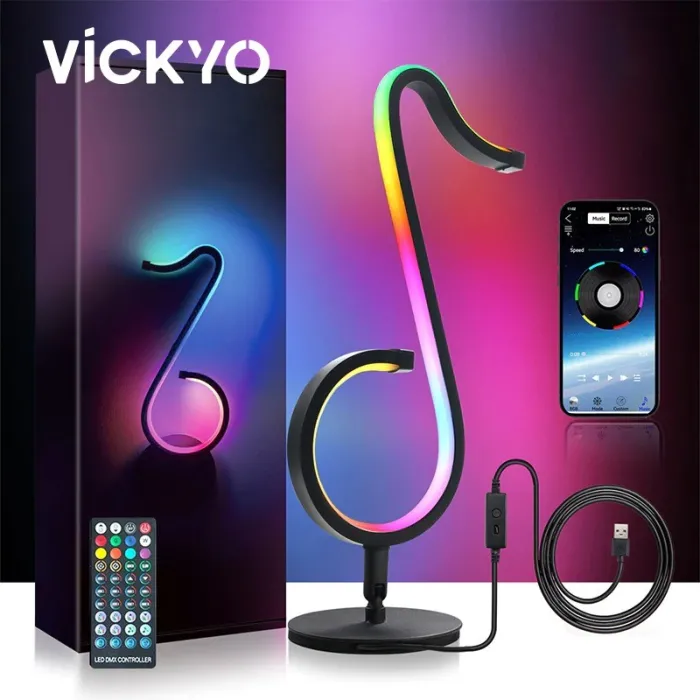 LED nattlys - Bluetooth - appkontroll - 180° roterende - RGB - noteform