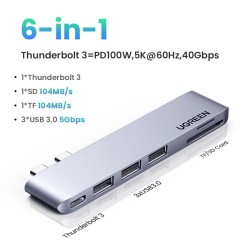 UGREEN - USB C HUB dual type-C to multi USB 3.0 4K HDMI - adapter Thunderbolt 3 - for MacBook Pro AirHubs