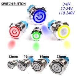 Metal push button switch - waterproof - self-locking - LED - 12mm / 16mm / 19mm / 22mm - 6V / 24V / 220VSwitches