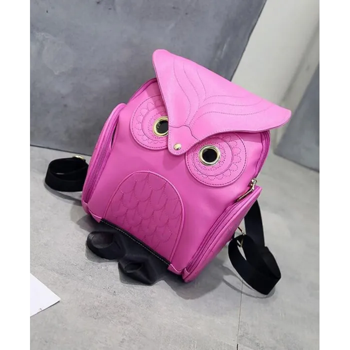 Waterproof leather backpack - with owl patternBackpacks