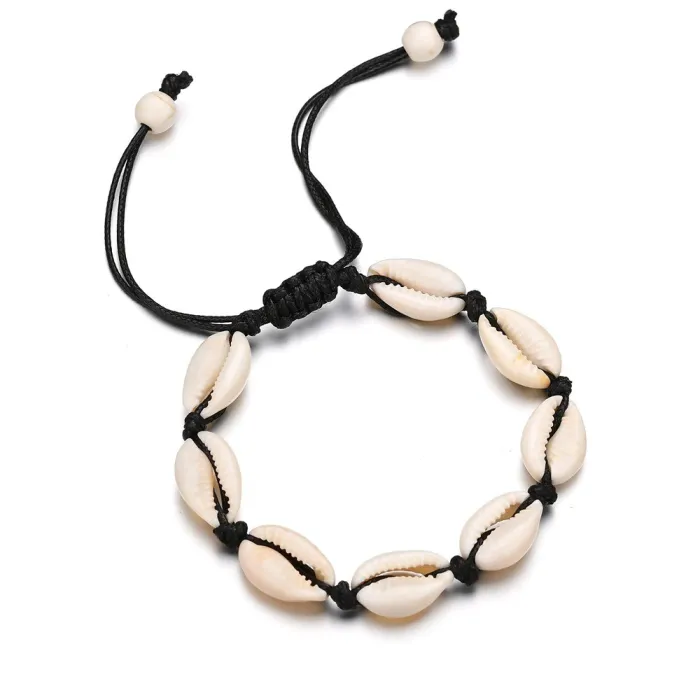 Sea shell charms armbånd - justerbart strengtau