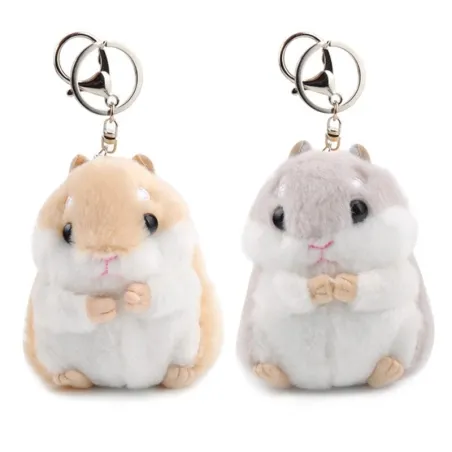 Fluffy pels mini hamster - nøkkelring