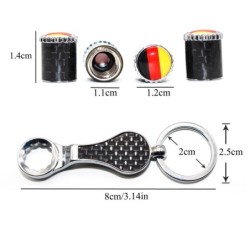 Car wheel valves - metal caps - with wrench - keychain - German flagValve caps