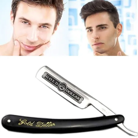 Gold Dollar - barber rett barberhøvel - sammenleggbar - rustfritt stål