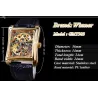 WINNER - rectangular mechanical watch - hollow-out skeleton design - leather strapWatches