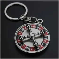 Spinning Russian roulette - rotatable round keychainKeyrings