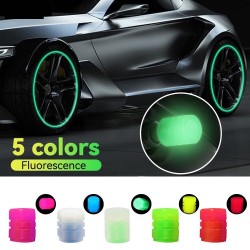 Universal tire air valves - fluorescent - 4 piecesValve caps