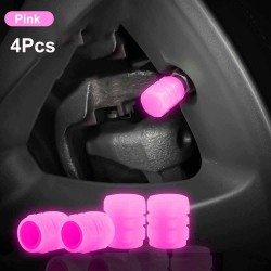 Universal tire air valves - fluorescent - 4 piecesValve caps