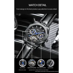 CHENXI - tourbillon mechanical watch - luminous - waterproof - leather strapWatches