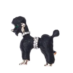 Krøllet hår hund - med krystaller - brosje