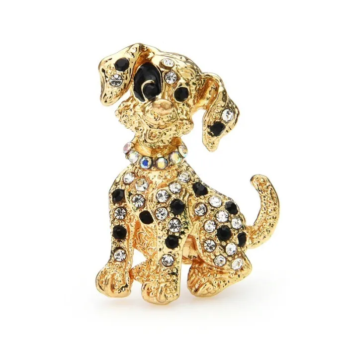 Crystal sitting dog - broochBrooches