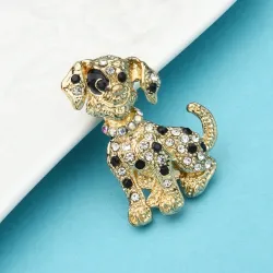 Crystal sitting dog - broochBrooches