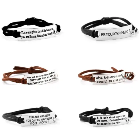 Skinnarmbånd - inspirerende meldinger - unisex