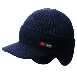 Warm winter knitted hat - with visor / ears protectionHats & Caps
