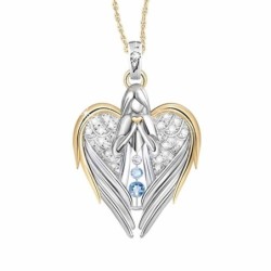 Heart shaped angel wings / angel / crystals - gold necklaceNecklaces
