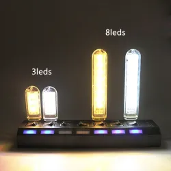 USB stripelys - mini LED lampe - nødlys - 8 stk