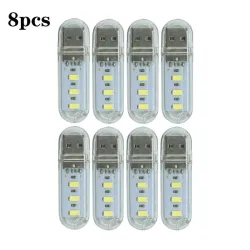 USB stripelys - mini LED lampe - nødlys - 8 stk