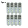 USB stripelys - mini LED lampe - nødlys - 8 stk