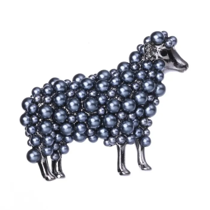 Sheep brooch with pearlsBrooches