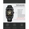 CHENXI - automatic square watch - hollow-carved design - leather strap - silver / greenWatches