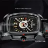 CHENXI - automatic square watch - hollow-carved design - leather strap - blackWatches