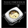 CHENXI - automatic square watch - hollow-carved design - leather strap - blackWatches