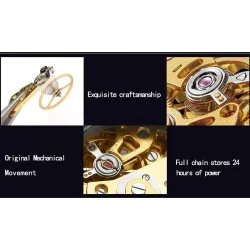 CHENXI - automatic square watch - hollow-carved design - leather strap - blackWatches