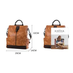 Vintage leather backpack - shoulder bag - large capacityBackpacks